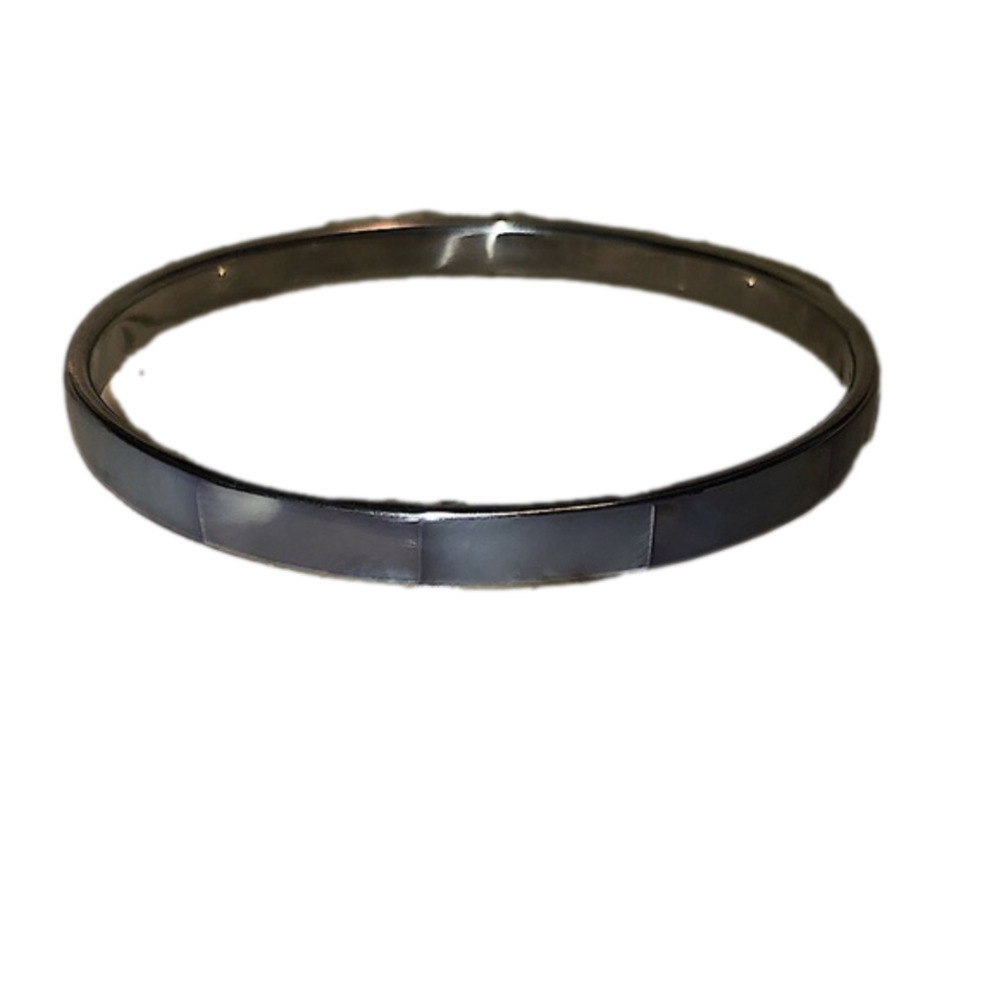VTG Purple Abalone Inlay Silver Tone Metal Bangle EUC 8”